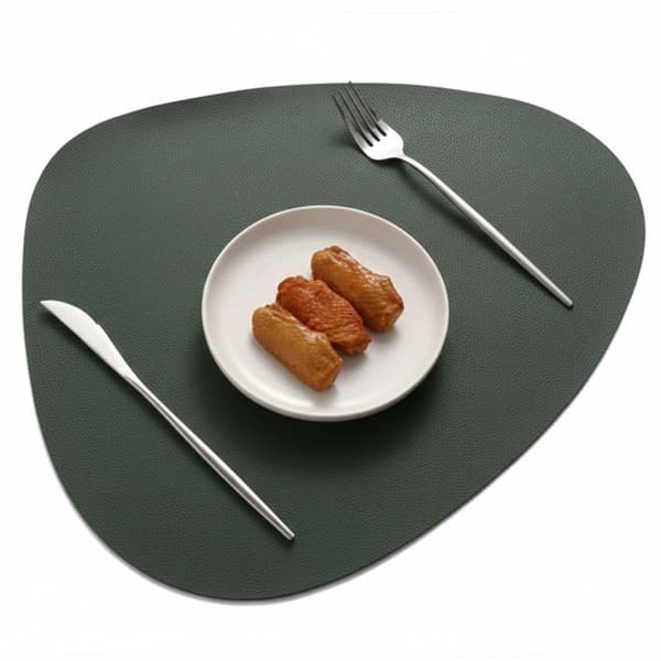4-Pack Bordstablett i Konstläder Rundad Grön 43x36cm grön