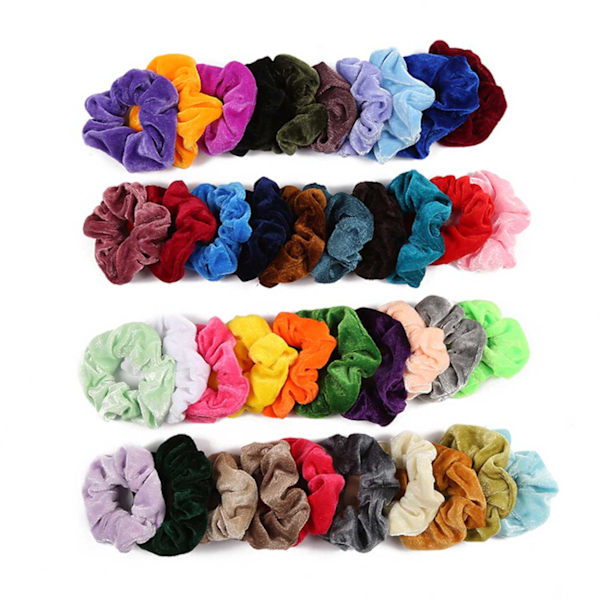 40-pack Scrunchies Hårsnoddar Sammet Flanell Olika Färger flerfärgad