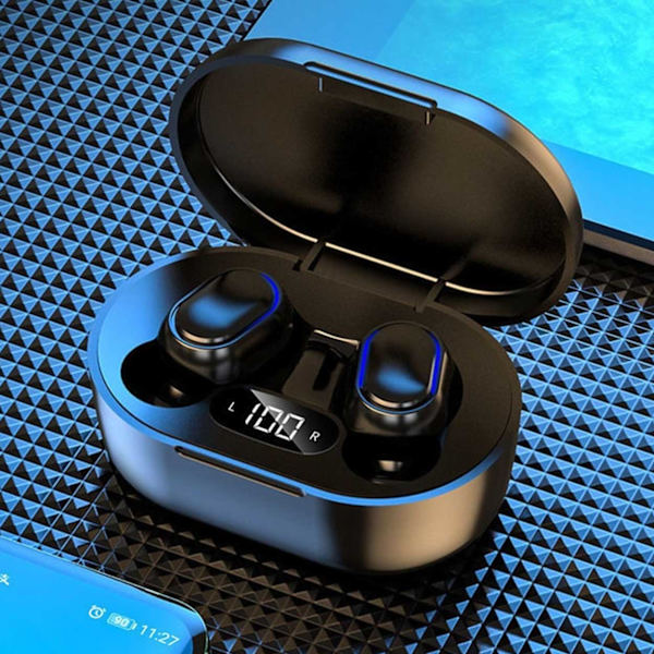 TWS Helt Trådlösa In-Ear Hörlurar Laddfodral med Display Svart svart