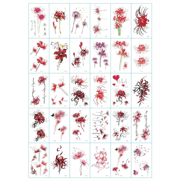 30-pack Gnuggisar Temporära Faketatueringar Blommor flerfärgad