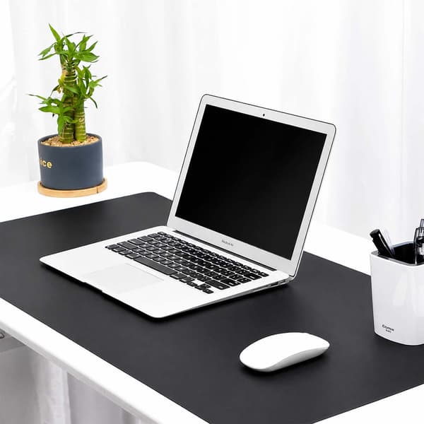 Sort skrivebordsunderlag (deskmat) 90x40 cm PU-læder sort