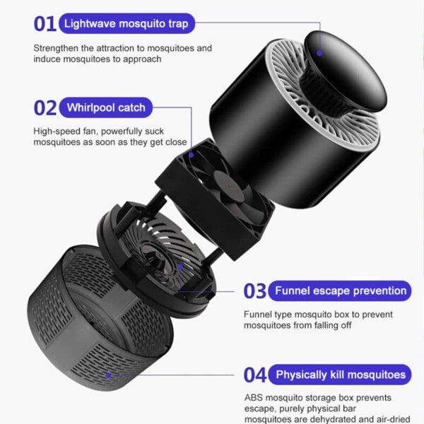 UV Mosquito Lamp - Mosquito Catcher USB svart