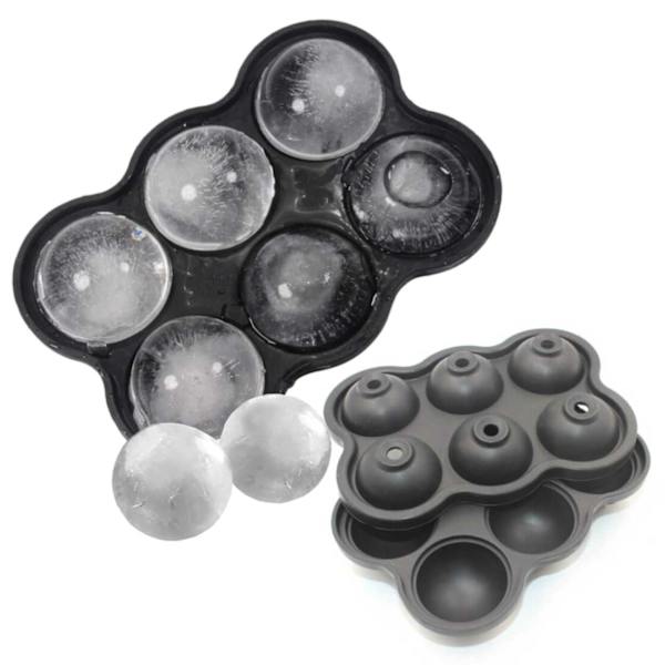 2-Pack 6 Runda Isbitar Silikon Isform Iskulor svart