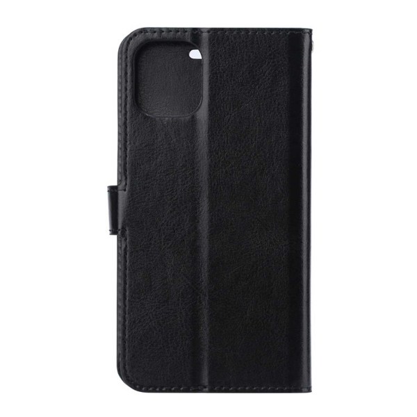 iPhone 12/12 Pro Plånboksfodral Svart Läder Skinn Fodral svart