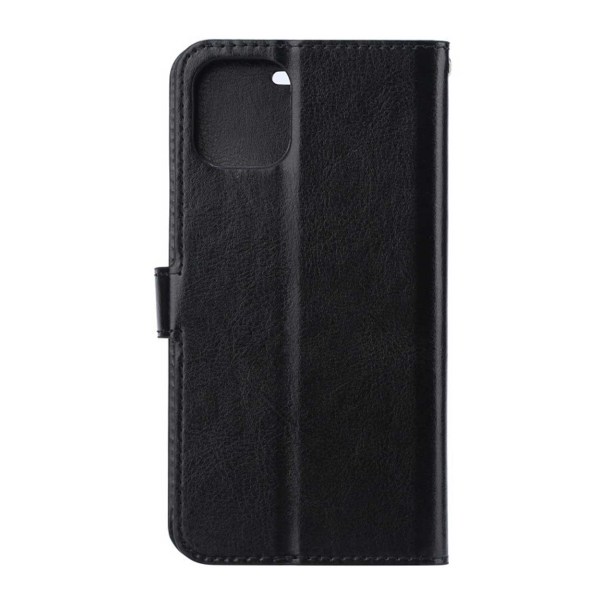 iPhone 12/12 Pro Wallet Case Musta nahkainen nahkakotelo musta