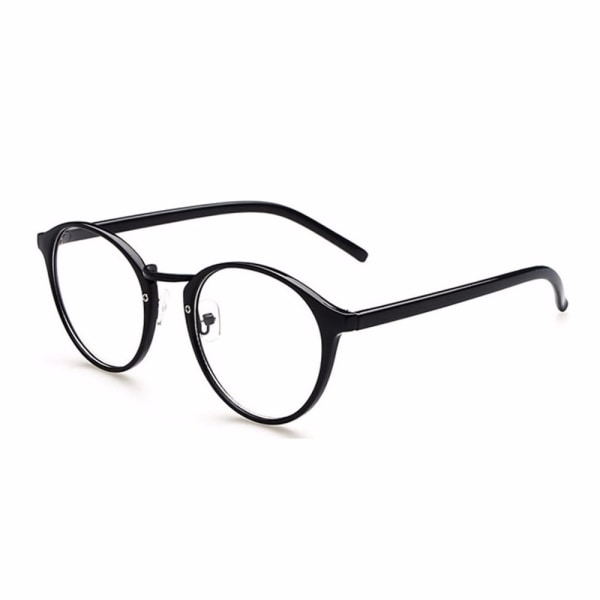 Retro runde / ovale briller sort klart glas uden styrke sort
