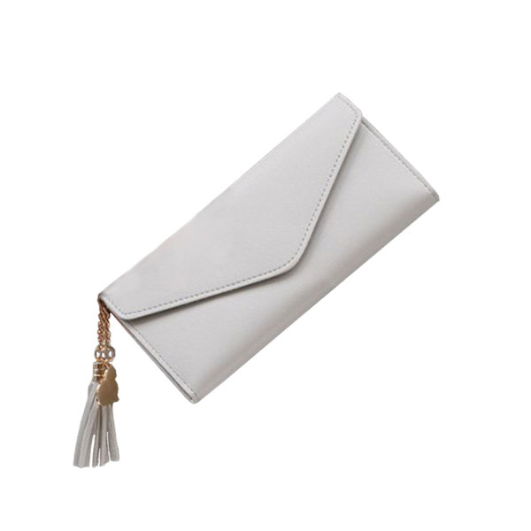 Valkoinen harmaa lompakko lady nainen mokkanahka Kejda Tassel Gold valkoinen