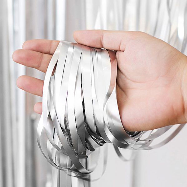 Glitterdraperi Metallic Silver 3-Pack [3x2m] för Fest Födelsedag silver