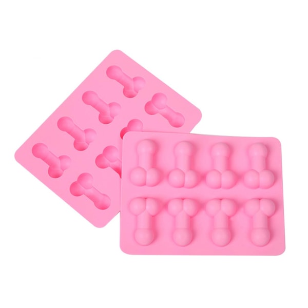 Morsom isformet bakingform Ice Cubes Penis-formet isbitform Silikon rosa