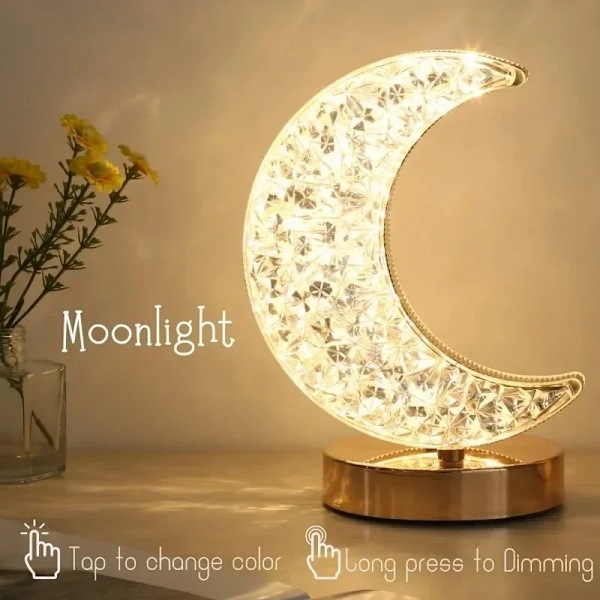 Ladattava pöytälamppu Crystal Moon LED RGB kulta