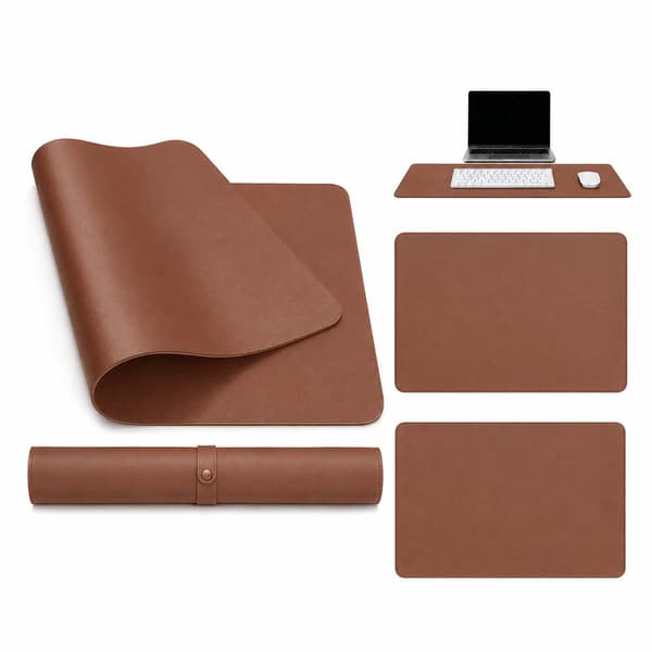 Brunt skrivebordunderlag deskmat 120x60 cm PU-lær brun