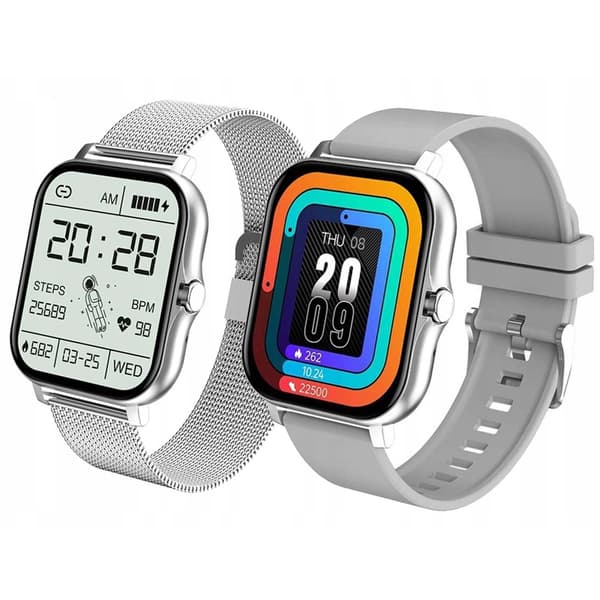 FitPro Smartwatch med 2 stk Armbånd | Måler Puls, Blodtryk, Søvn og Bevægelse Sølv sølv