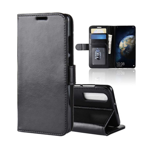 Huawei P30 lommebok Black Leather Leather Case svart