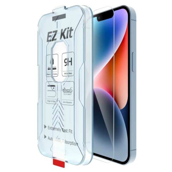 EZ Asenna iPhone 14 Plus -näytönsuoja HD -karkaistu lasi läpinäkyvä