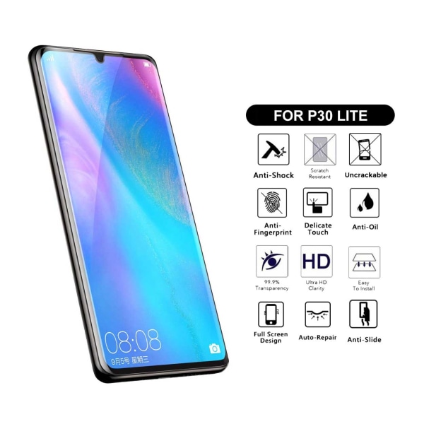 Heltäckande Huawei P30 Lite Skärmskydd Nanoedge Skyddsplast transparent