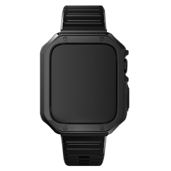 Apple Watch 42/44/45mm svart armbånd + TPU Shell Bumper Black svart