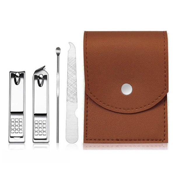 Lille Manicure Set 4 Dele Nail Clippers Nailkit Etui Brown brun