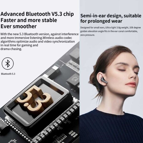 TWS Bluetooth-hodetelefoner ANC ENC BT 5.3 Sort svart