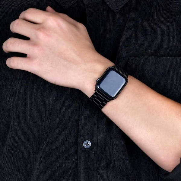 Apple Watch 1/2/3/4/5/6/7/Se 42/44/45 klokkearmbånd Black Metal svart