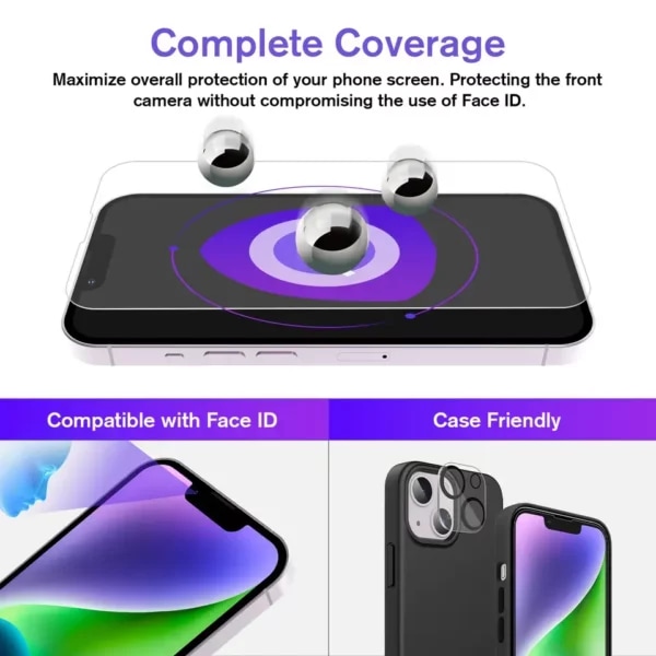 EZ Install iPhone 14 Pro Max Skärmskydd HD Härdat Glas transparent