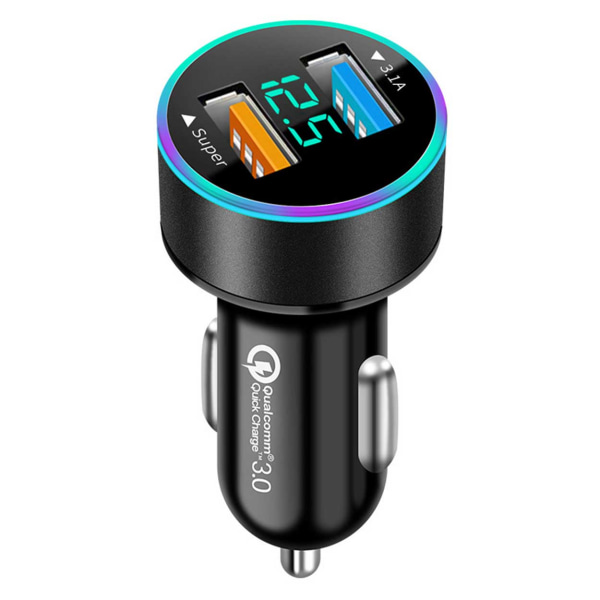 Biloplader Dobbelt USB Supernab 40W Quick Charge 3.0 sort