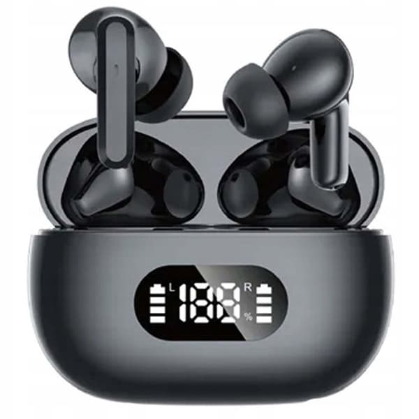 Trådløse Bluetooth In-Ear Høretelefoner med LED-Opladningsetui og Mikrofon Sort sort