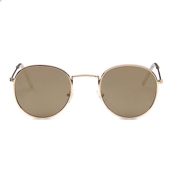 Runde solbriller retro guldbrunt glas guld