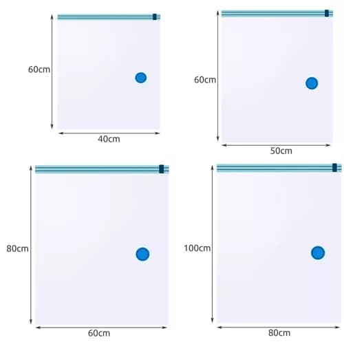10-Pack Vakuumpåsar för Förvaring - 4 Olika Storlekar transparent
