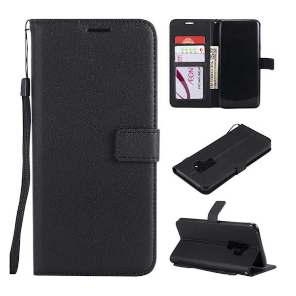 Samsung Galaxy S8 Plus Wallet Case Black Leather Leather Case svart