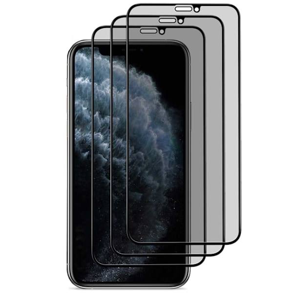 3-pack iPhone XS Privacy Näytönsuoja Full Coverage HD Tempered Glass läpinäkyvä