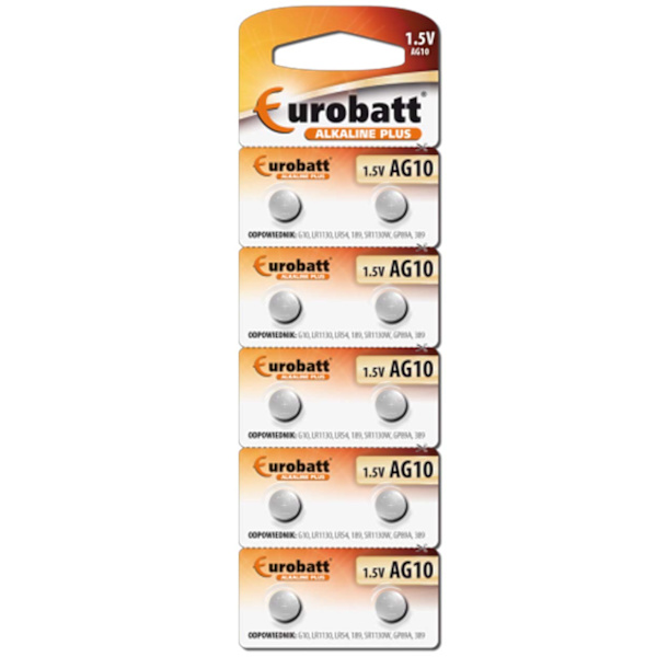 Knappcellsbatteri Alkaline AG10 - BP10, 10-pack