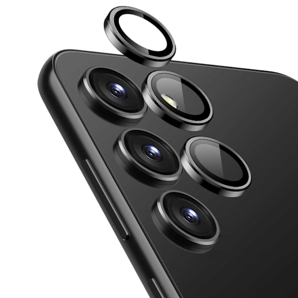 Samsung Galaxy S23/S23 Plus -kameran suojaus metallia, karkaistua lasia, musta musta