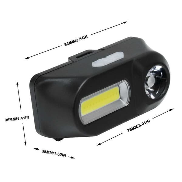 Dobbelt LED hovedlampe COB XPE, der kører camping sort