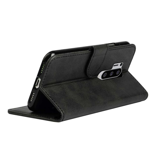 OnePlus 8 Pro Plånboksfodral Läder Skinn Fodral Svart svart