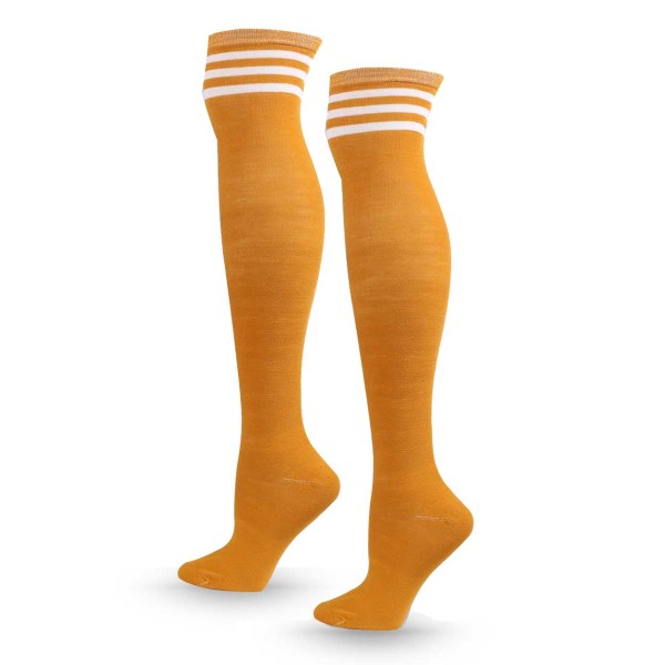 Stribet knæ sokker orange hvide striber - høje sokker orange