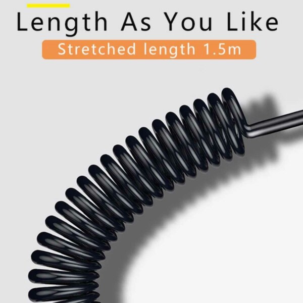 USB Lightning Spiralkabel 3A Snabbladdning 1,5m Vit vit