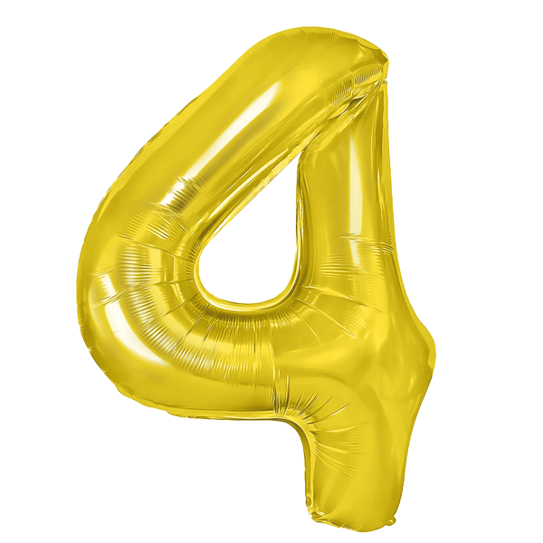 Folieballong Siffra 4 Guld 40 cm guld