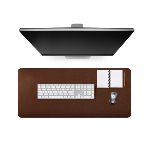 Skrivbordsunderlägg 80x40cm PU Skinn Läder Mörkbrun brun
