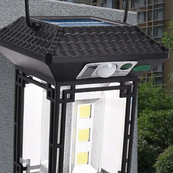 Solcellslykta med Fjärrkontroll och Rörelsesensor svart