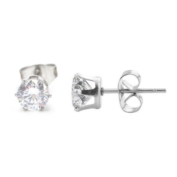2-pack sølv krystal piercing øreringe piercing juvel - 5mm sølv