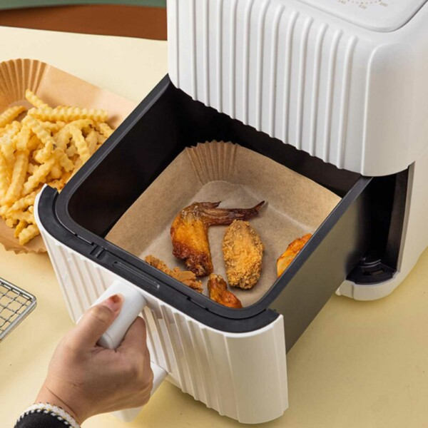 Fyrkantiga Air Fryer Papper 200-pack - 17cm Engångspapper för Luftfritös brun