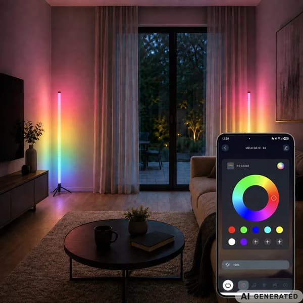 RGB LED Hjørnelampe 114cm Gulvlampe for Soverom med App