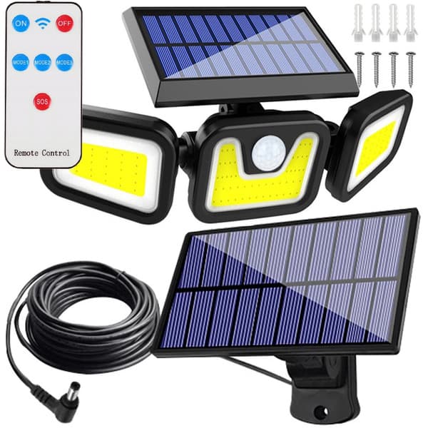 Solcellsdriven Spotlight med Rörelse- och Skymningssensor, Extra Solpanel
