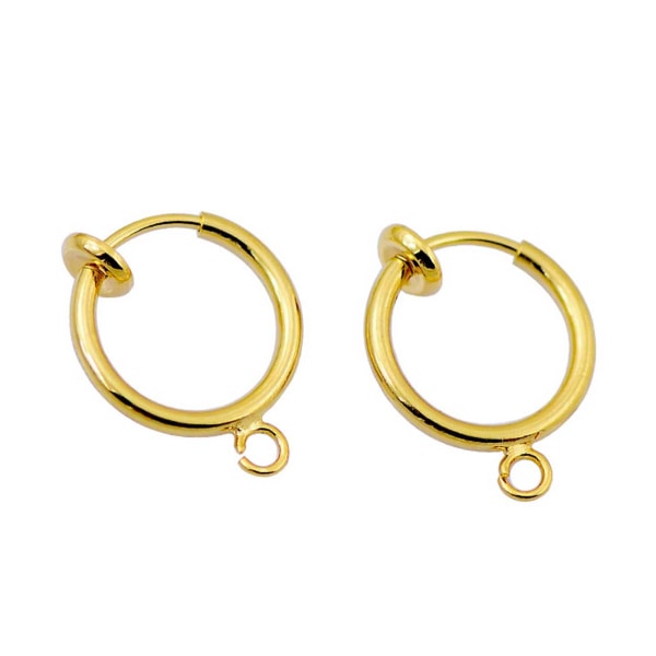 2-pack Guld Clip-on Örhänge Fake Piercing för Valfritt Hänge guld