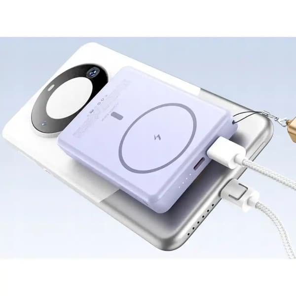 Magnetisk powerbank 5000 mAh – Trådløs lading 15 W & hurtiglading 20 W USB-C / Lightning