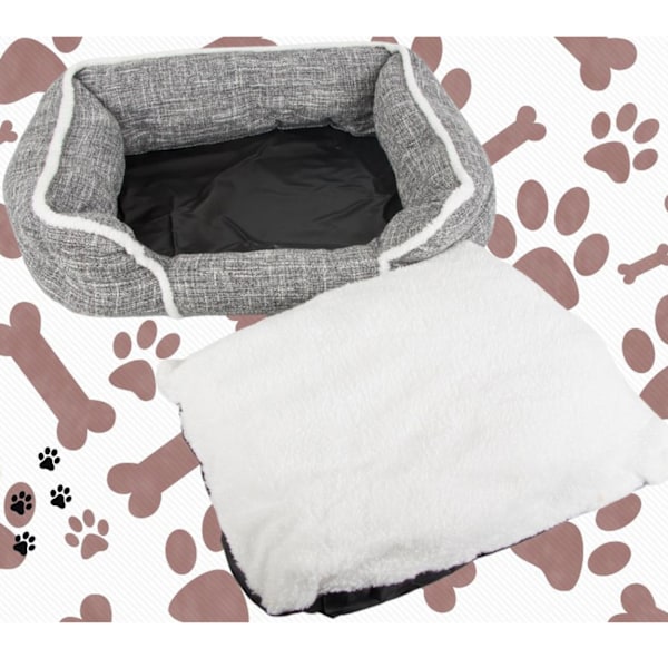 Blød og Fluffy Hundeseng XL 80x60cm grå