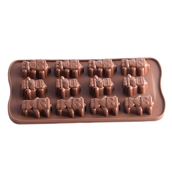 Silikoneform til chokolade og praliner robotter – 12 huller, 21 × 10,5 cm