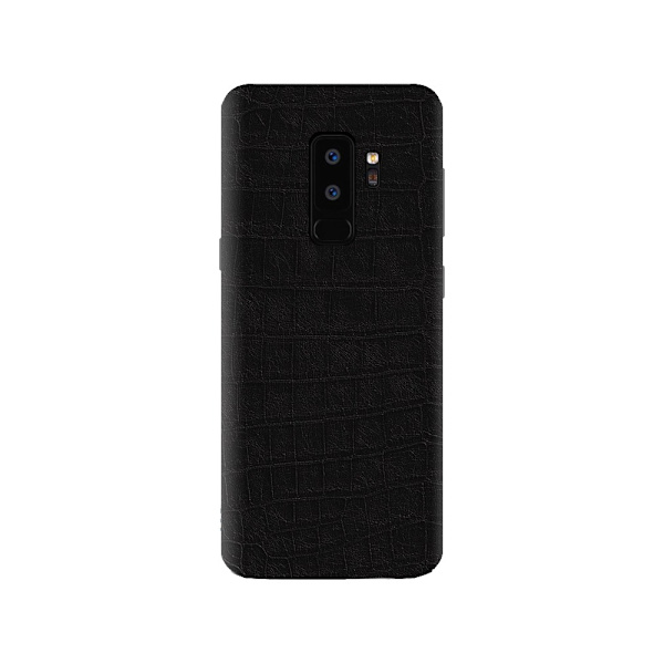 Galaxy S9 Plus Krokodilskinn Skyddsplast Skin Wrap Baksida svart