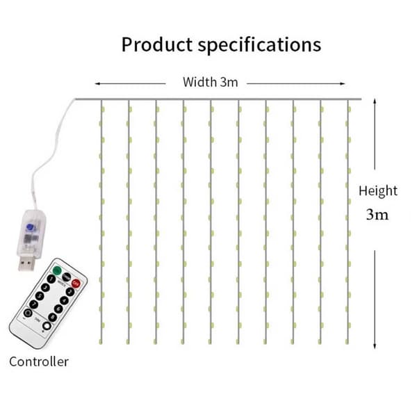 LED -gardin USB Light Loop med fjernkontroll 3M flerfarget flerfarget