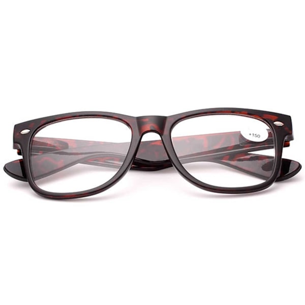 Bruna Leopard Wayfarer Läsglasögon med Styrka 2.0